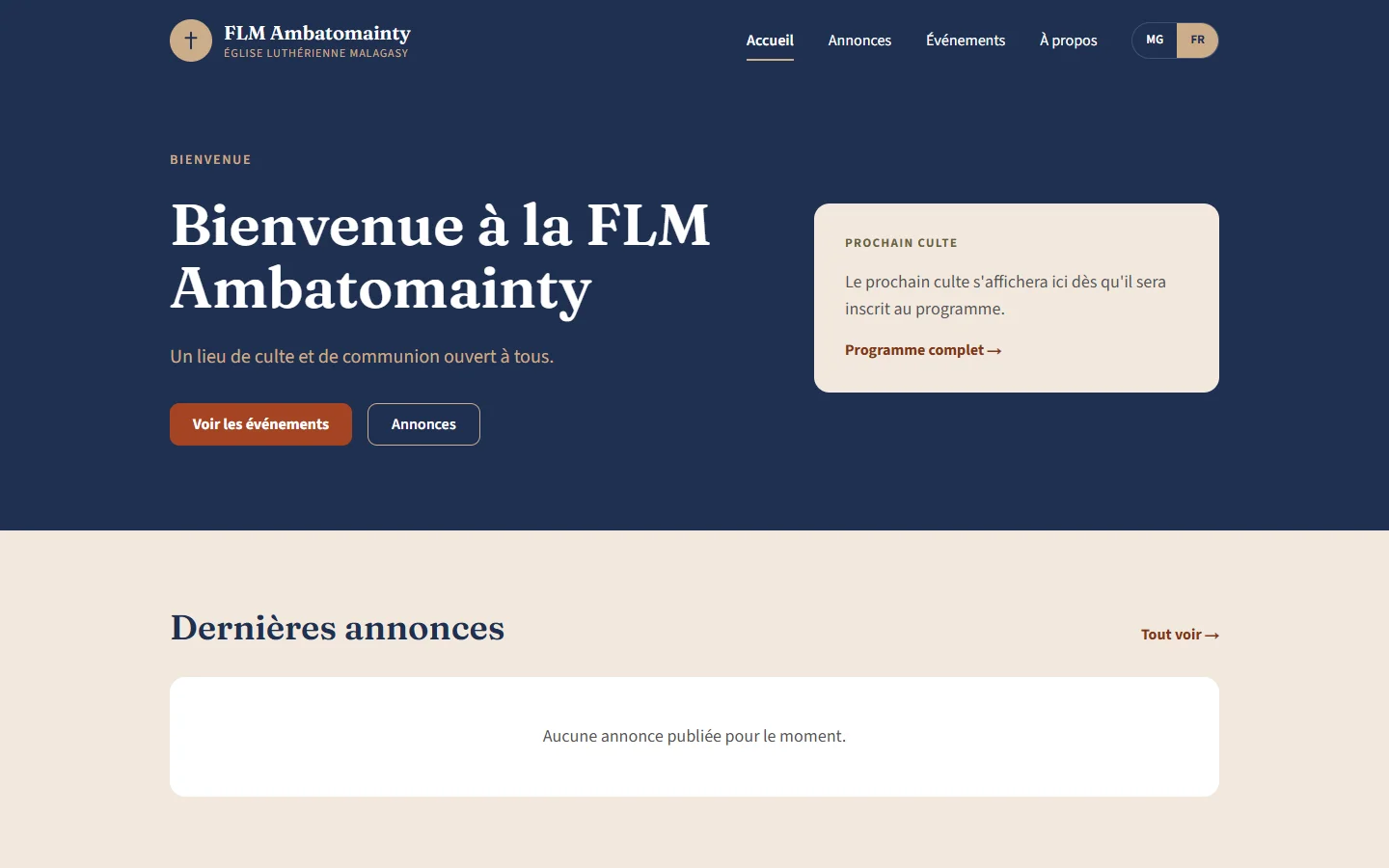 Page d'accueil en français